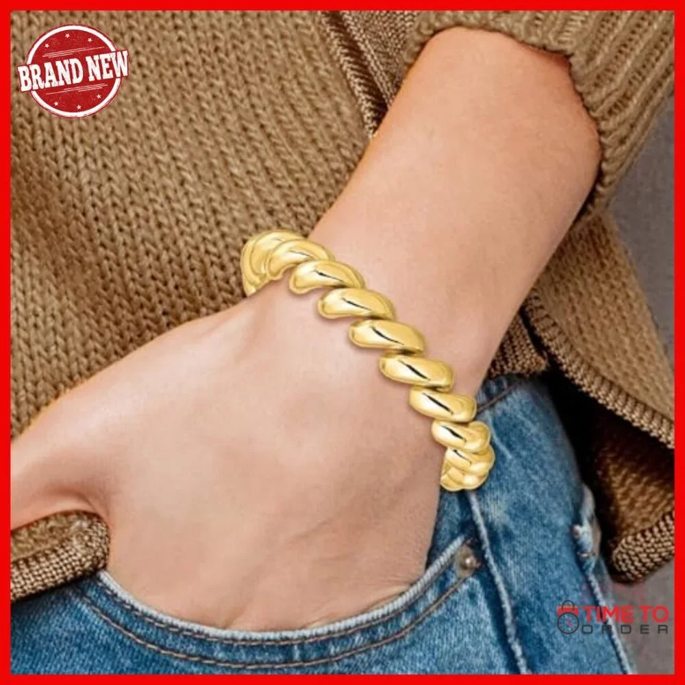 14K Yellow Gold San Marco Chain Bracelet 7